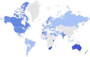 Which countries import creatine monohydrate from China? Export coverage map showing USA, Germany, UK, Japan, Brazil, India, and more